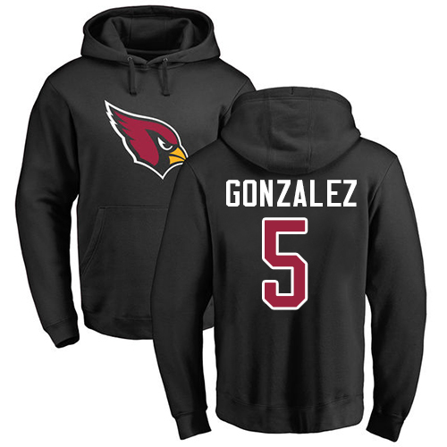 Arizona Cardinals Men Black Zane Gonzalez Name And Number Logo NFL Football #5 Pullover Hoodie Sweatshirts